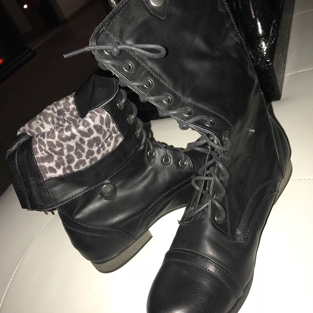 Black combat boots